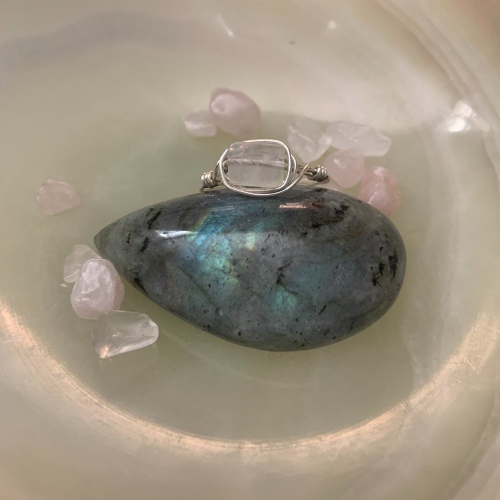 Rainbow moonstone ring
